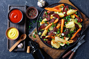 roasted veggies on a rustic wooden board