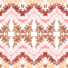 Seamless abstract pattern. Spots of paint, splashes on a white background, grunge texture, zigzag line, ink. Print for textiles. Vector illustration.