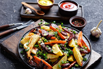 close-up of grilled sliced veggies on a board