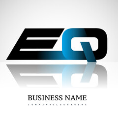Initial letter EQ uppercase modern and simple logo linked blue and black colored, isolated in white background. Vector design for company identity.