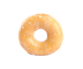 Fototapeta na wymiar Sweet delicious glazed donut isolated on white