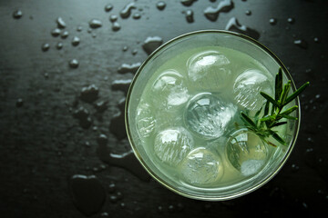Lemonade juice in dark homemade style