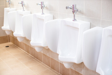 Fototapeta premium Restrooms, male toilets, toilets in office buildings