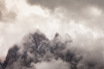 view on the Odle mount in a cloudy day - Val di Funes, Dolomites