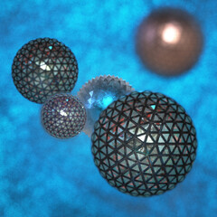 Abstract 3D illustration with blur effect. Balls.