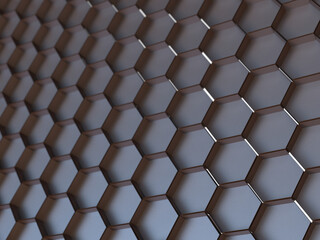 3D background with geometric ornament. Hexagons pattern