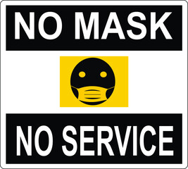 No mask no service no shirt no shoes sign wear mask personal hygiene door sign yellow vector