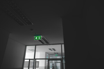 The symbol indicates the fire escape in the office.