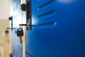 blue locker with lock