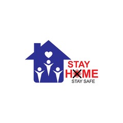 Naklejka na ściany i meble Stay home logo and stay safe concept heart house