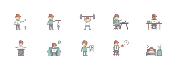 Illustration About Happy Salaryman Daily Life Routine 