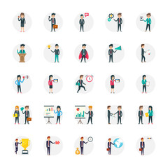 Set of Business Characters Flat Vector Icons