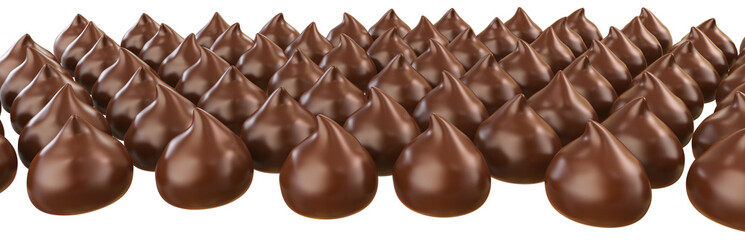 Chocolate drops praline . Isolated on white background. Clipping hath. 3d illustration