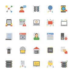 Data Management Flat Icons Set 