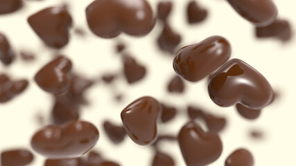Abstract of flying hearts background. 3D illustration
