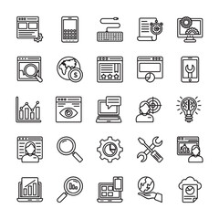 Set of Seo and Development Line Icons 