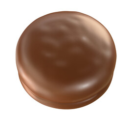 Choco pie chocolate biscuits with marshmallow isolated background. 3d illustration