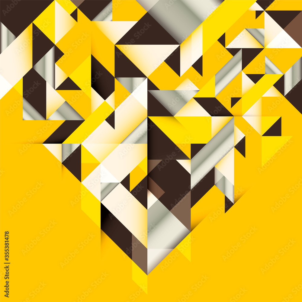 Poster abstract composition with triangles on a yellow background. vector illustration.
