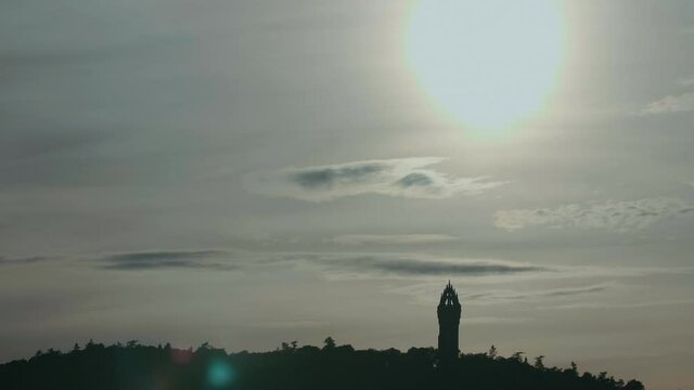 William Wallace Monument shoot from far away at sunset