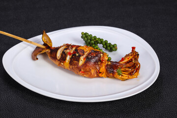 Grilled squid with sauce and hebs