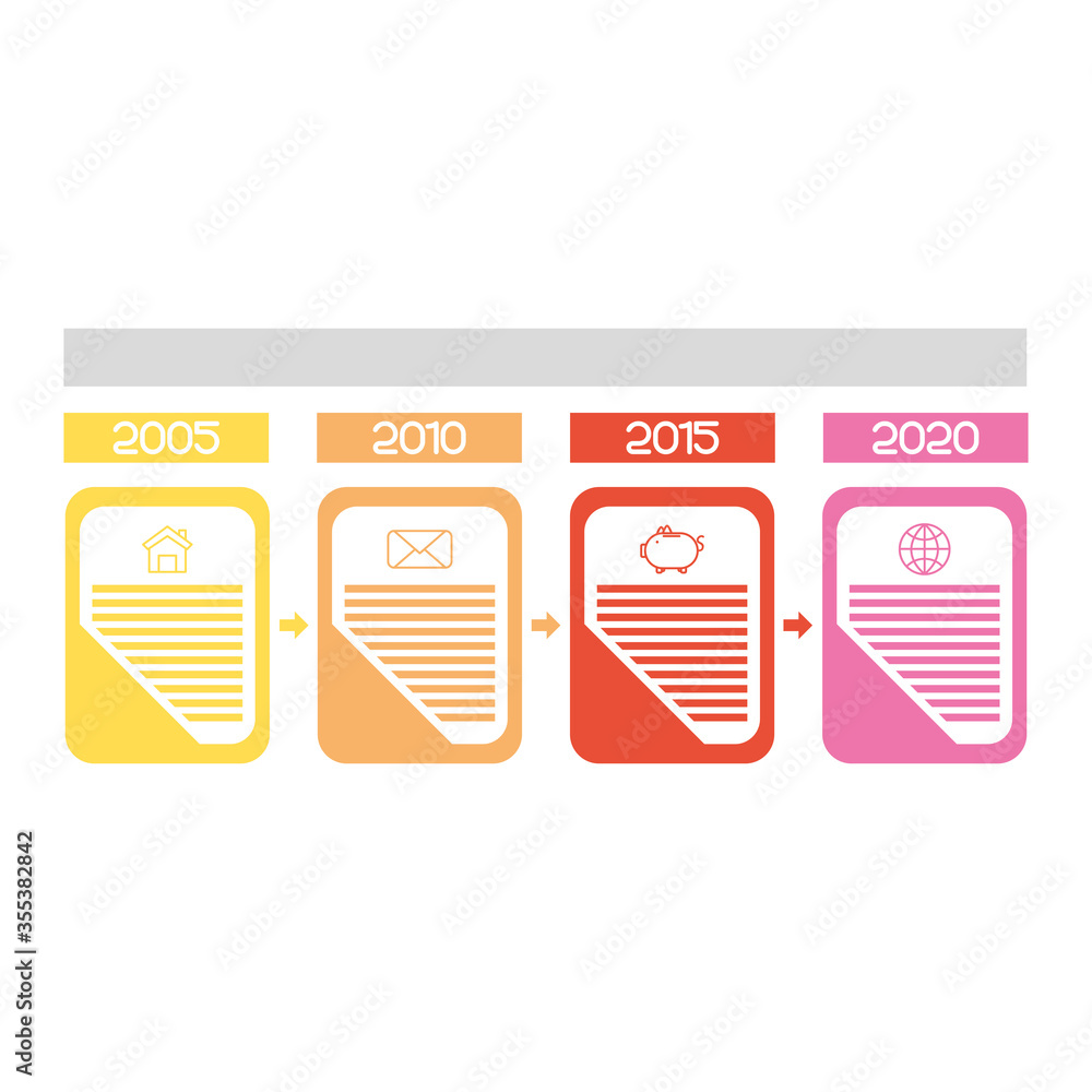 Sticker business infographic with years icons