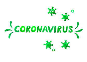 Coronavirus, Virus. Watercolor lettering doodle handwritten hand drawn. Background, frame with Molecules viral bacteria infection