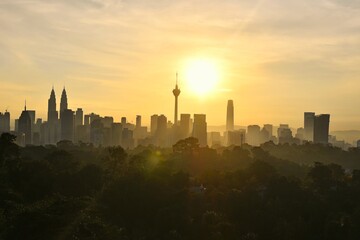 Fototapeta na wymiar Sunrise over Kuala Lumpur cityscape