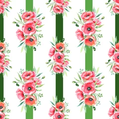 Wall murals Poppies Poppies watercolor seamless pattern background wallpaper 
