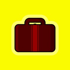 Vector icon of a suitcase in a cartoon style. Vector illustration of a suitcase with a yellow background.