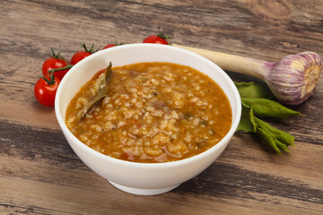 Caucasian Kharcho soup with beef meat