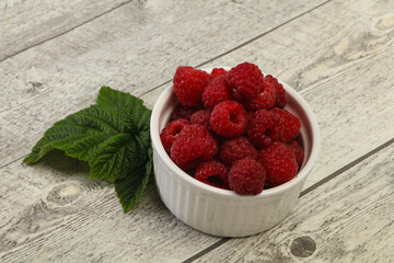 Red bright ripe sweet raspberry