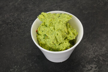 Avocado guacamole sauce with chili pepper