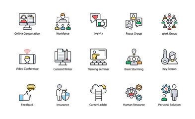 Business Management Flat Icons Collection 