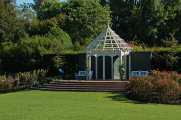 Gazebo in Hamilton Gardens in Waikato region on North Island of New Zealand 
