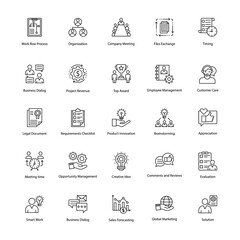Business Management Line Icons Set 