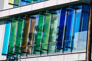View of the facade of a modern building located on the coastal avenue right in the heart of the city of Limassol in Cyprus island © ahinoam