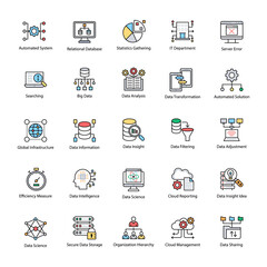 Bundle of Data Science Flat Vector Icons