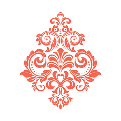 Damask graphic ornament. Floral design element. Pink vector pattern