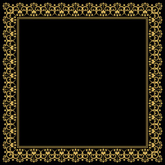 Decorative frame Elegant vector element for design in Eastern style, place for text. Floral golden border. Lace illustration for invitations and greeting cards.