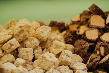 Candy, sweets in shop. Retail. Space for text.