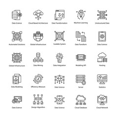 Set of Data Science Line Vector Icons