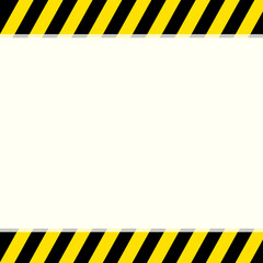 Black and yellow warning stripe sign on a top and bottom background with copy space for your text. Maintenance technical site caution and notice under construction sign. Alert attention banner.