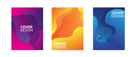 Minimal annual report design vector collection. Abstract liquid shape. Dynamic shapes composition. Vector illustration