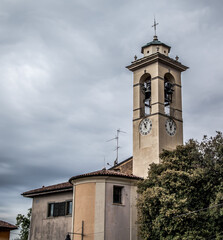 Obraz premium Bell tower of the Church of San Vigilio. Bergamo, Lombardy, Italy