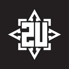 ZU Logo monogram with rounded arrows shape design template