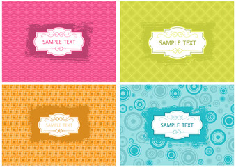 Abstract Seamless Geometric Patterns with Brushstroke Decoration and Text Frame - Colorful Illustrations, Vector Graphic