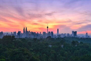 Fototapeta na wymiar Beautiful sunset over Kuala Lumpur cityscape