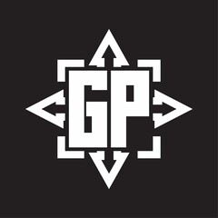 GP Logo monogram with rounded arrows shape design template