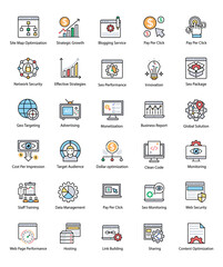 Bundle of Web and Seo Flat Vector Icons