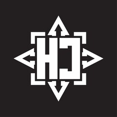 HC Logo monogram with rounded arrows shape design template